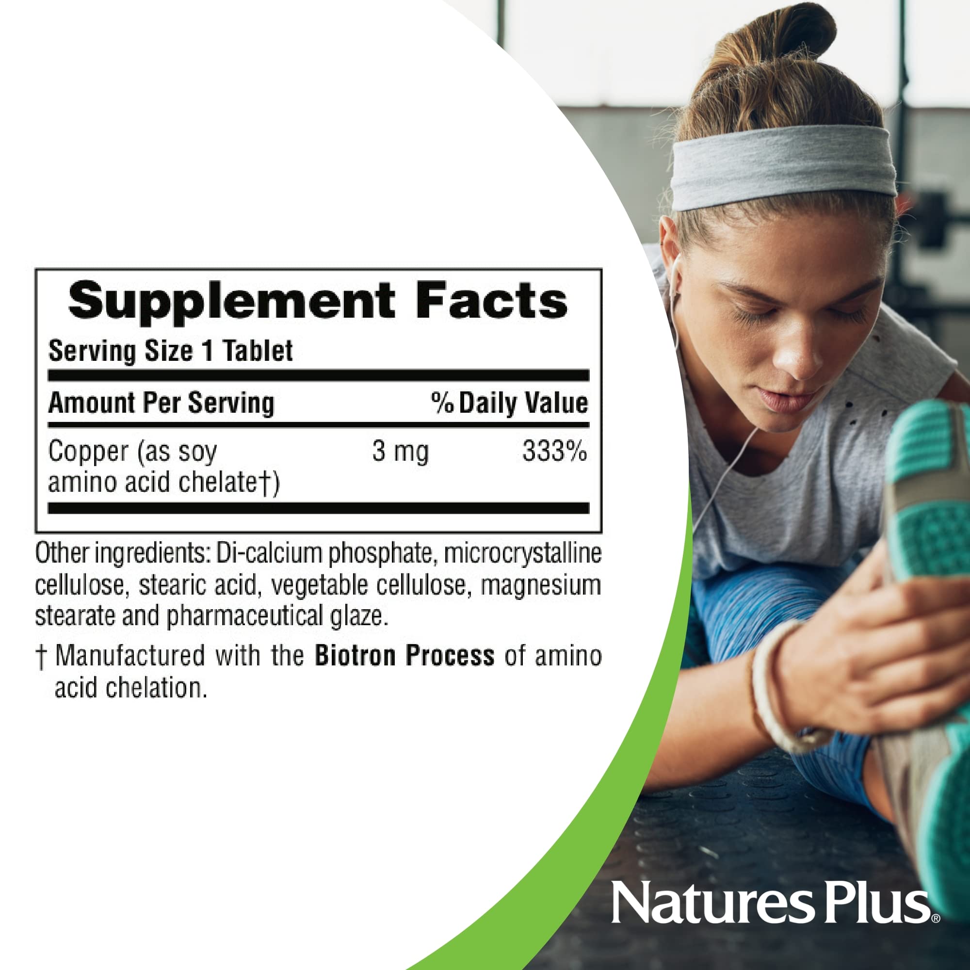 NaturesPlus Copper 3 mg packaging on shelf reflects reliable standards.