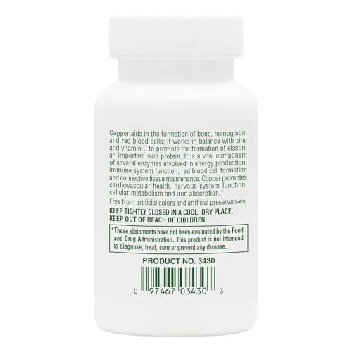 NaturesPlus Copper 3 mg tablets closeup highlighting the easy daily form.