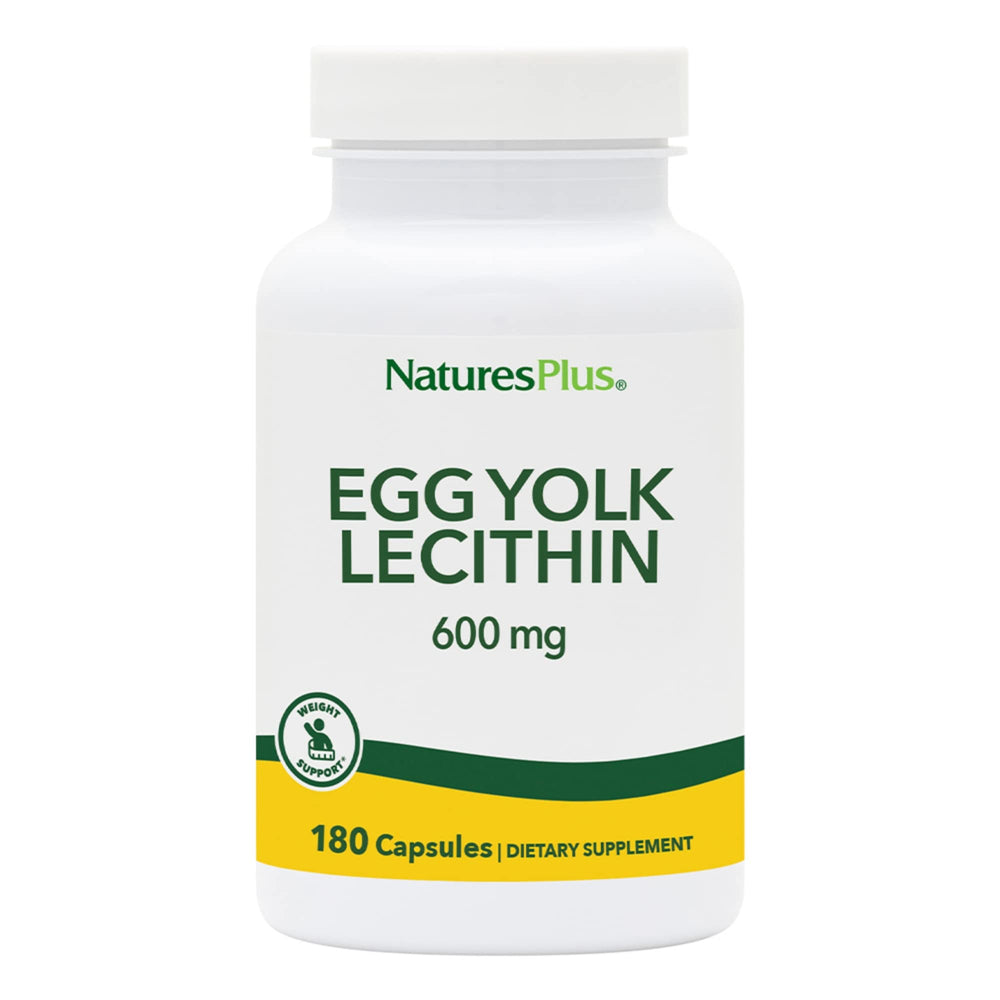 NaturesPlus Egg Yolk Lecithin bottle front shows high potency for daily support.