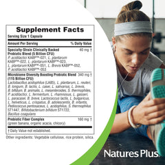 Nature's Plus GI Natural Probiotic Mega label highlights gluten-free and allergen-free features.