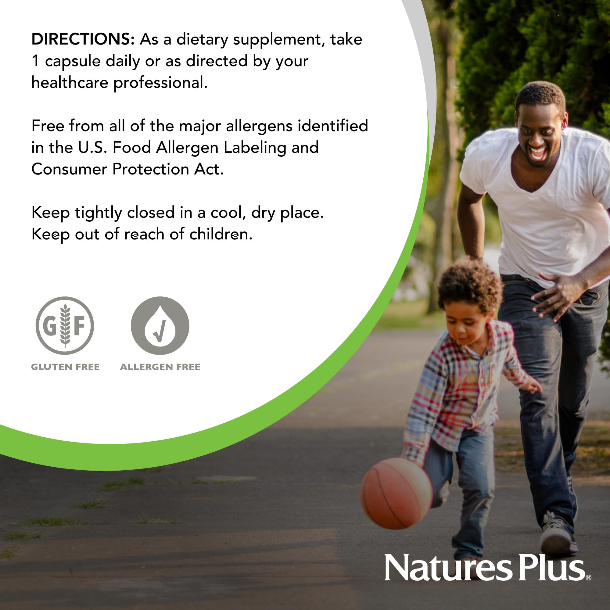 Nature's Plus GI Natural Probiotic Mega packaging emphasizes quality manufacturing and certifications.