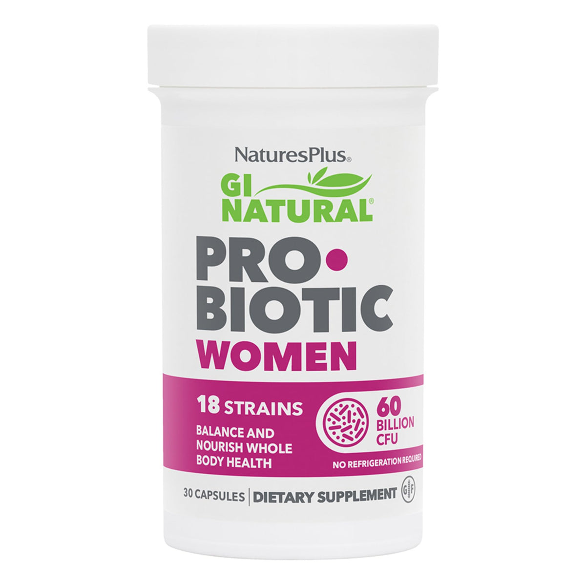 Nature's Plus GI Natural Probiotic Women bottle for daily digestive balance
