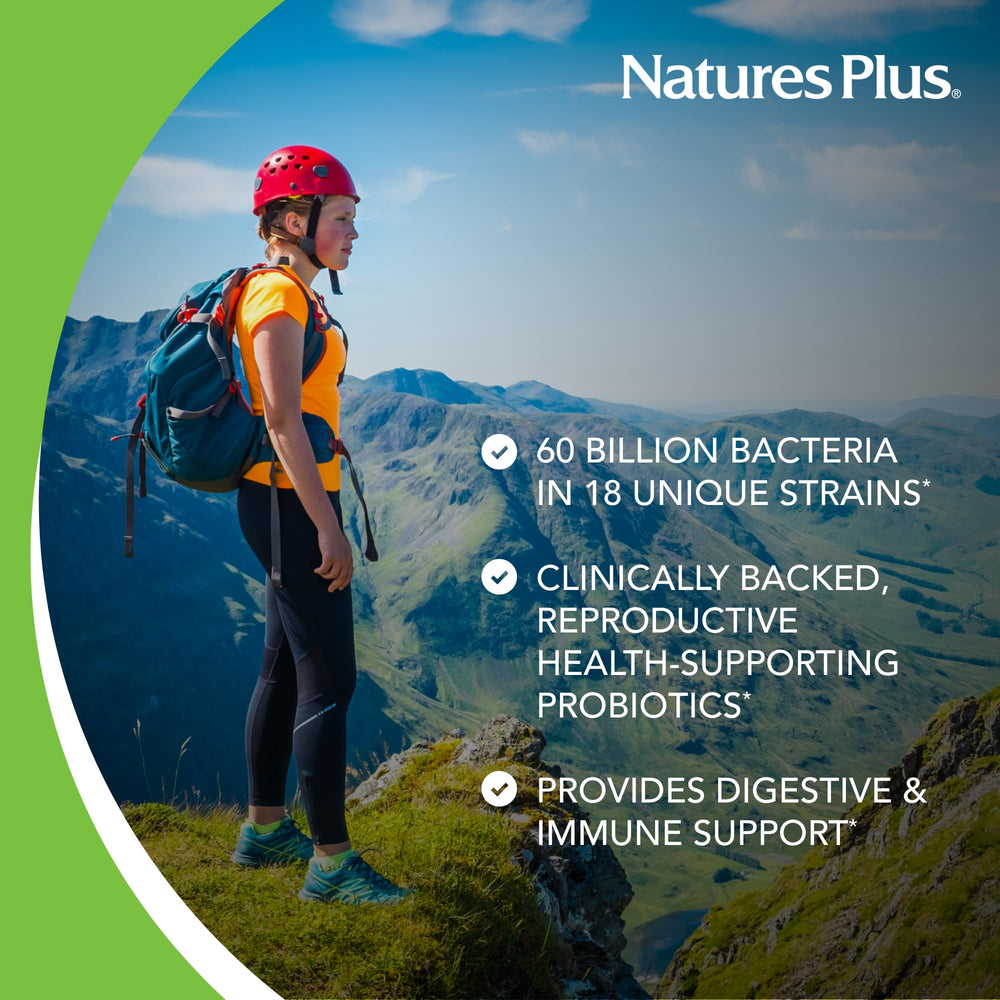 Nature's Plus GI Natural Probiotic Women with cranberries highlighting added cranberry blend