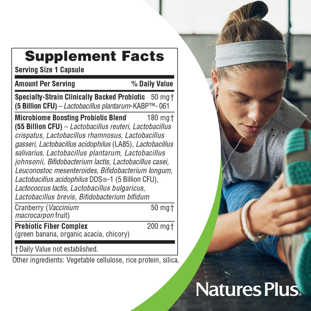 Nature's Plus GI Natural Probiotic Women label showing ingredients and potency