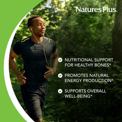 NaturesPlus gluten-free bone health packaging signals allergen-friendly option.