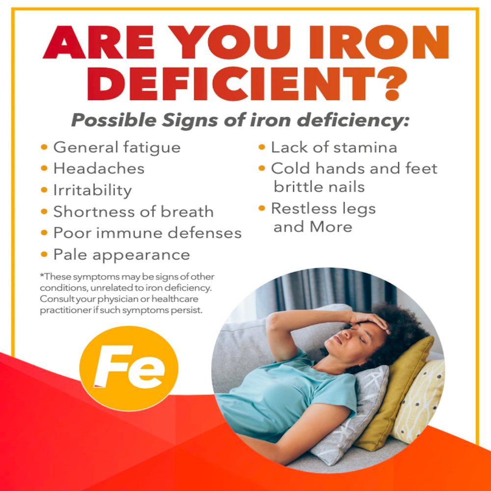 NaturesPlus Hema-Plex Iron bottle label highlighting vegan, gluten-free formula.