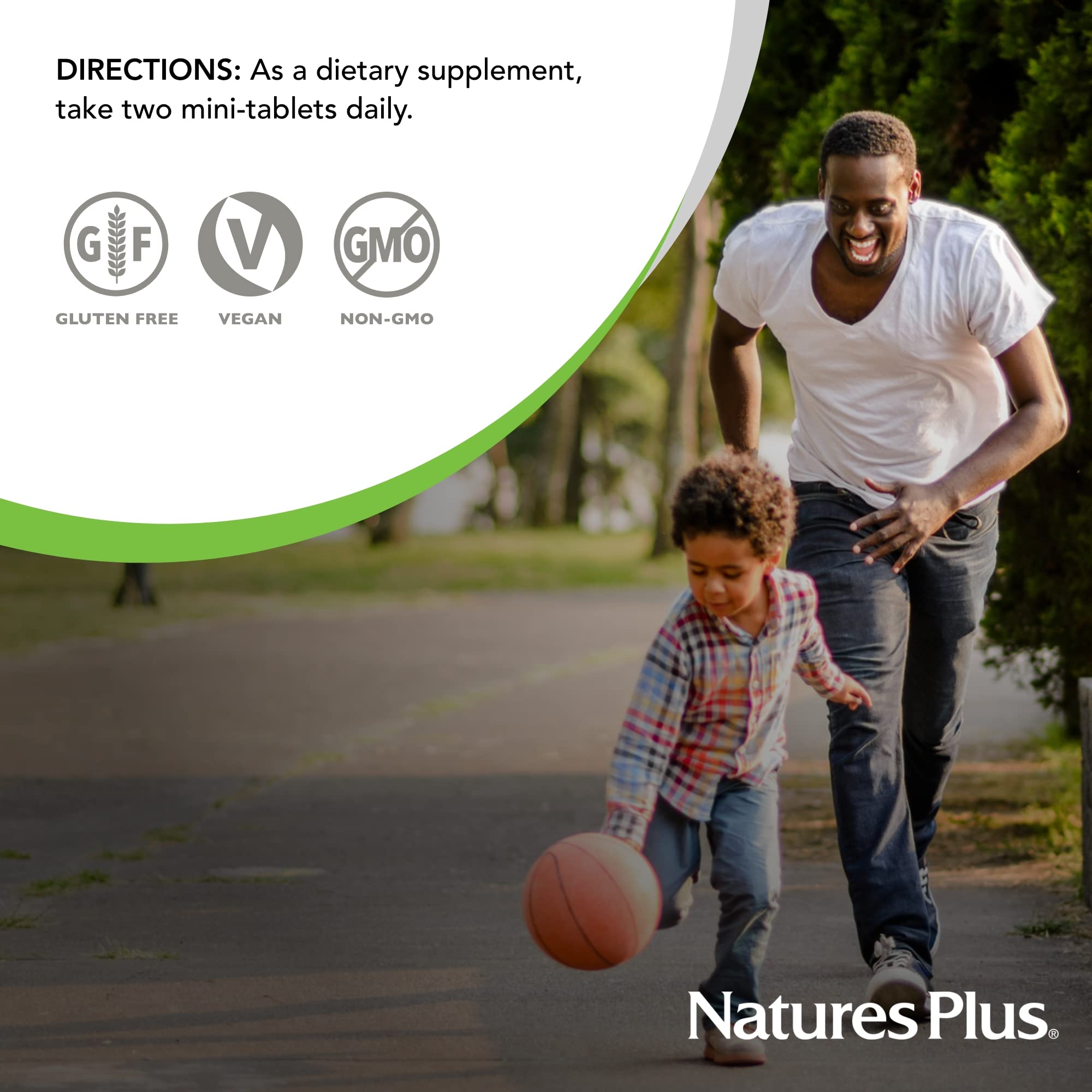 NaturesPlus Hema-Plex Iron gluten-free vegan symbol on packaging.