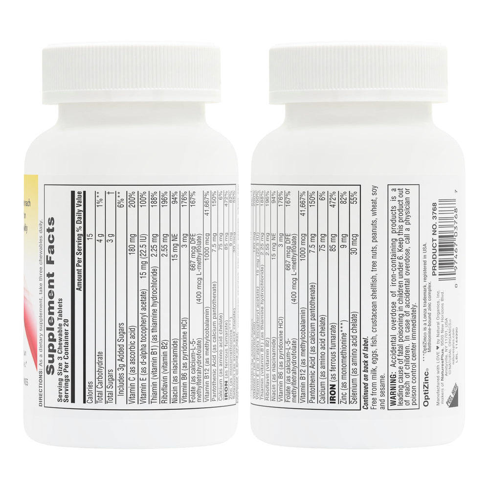 NaturesPlus Hema-Plex Iron mixed berry chewables close-up, convenient iron source.