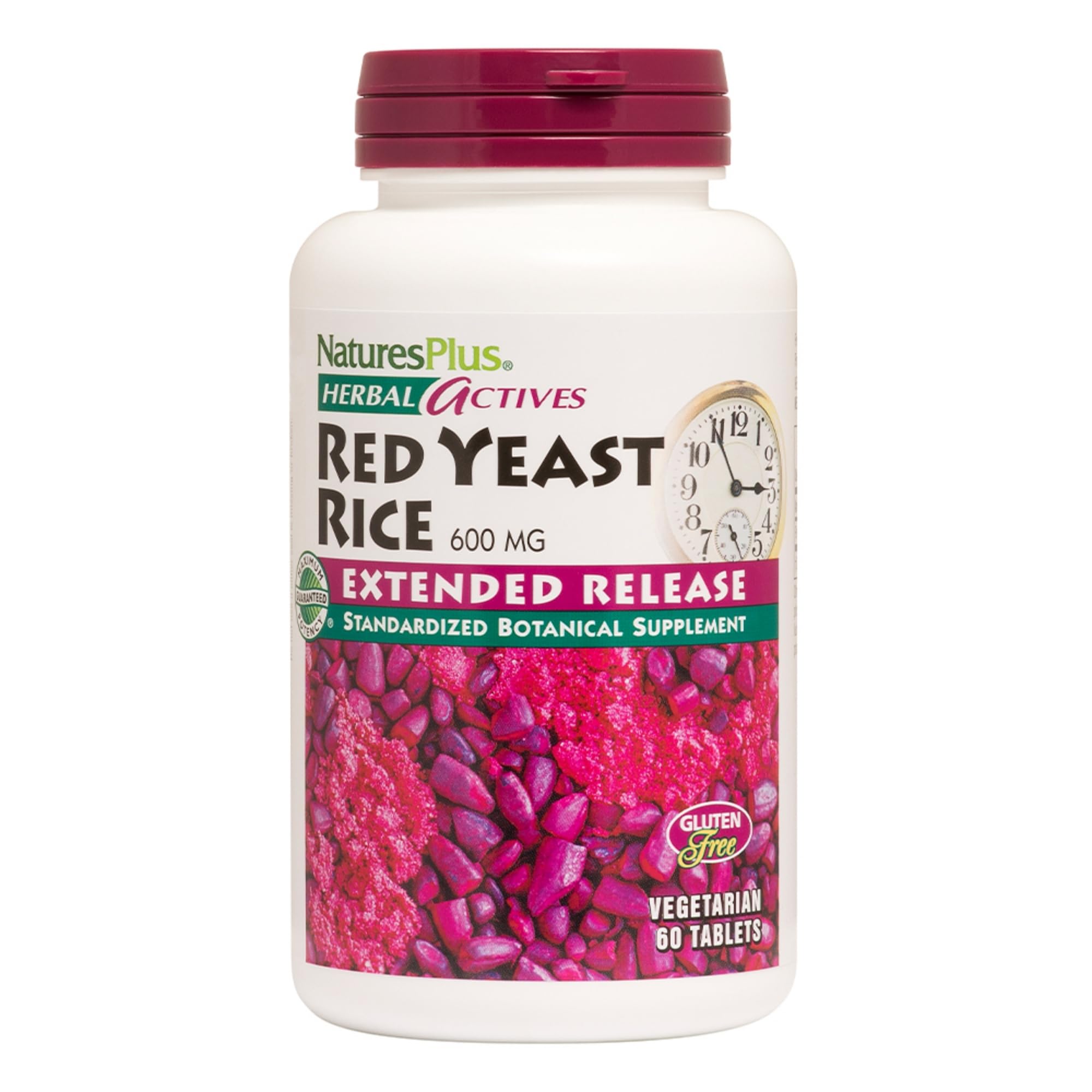 NaturesPlus Herbal Actives Red Yeast Rice bottle with 60 vegan tablets for daily dietary support
