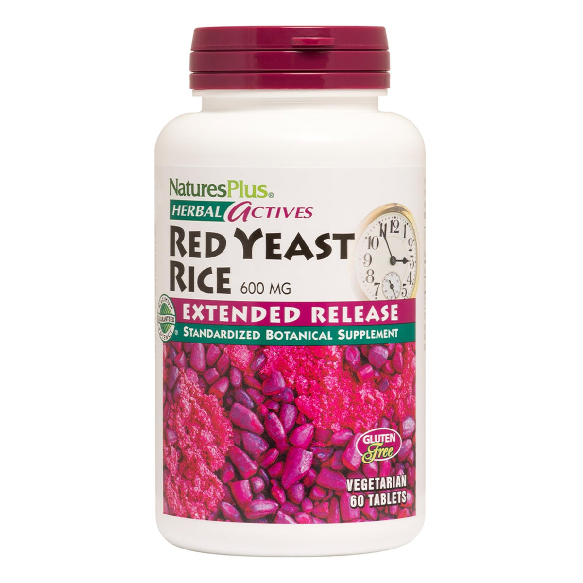 NaturesPlus Herbal Actives Red Yeast Rice bottle with 60 vegan tablets for daily dietary support