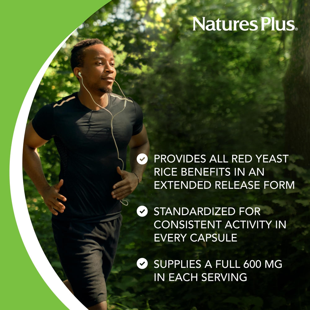 NaturesPlus Herbal Actives Red Yeast Rice label highlights extended-release and vegan formulation