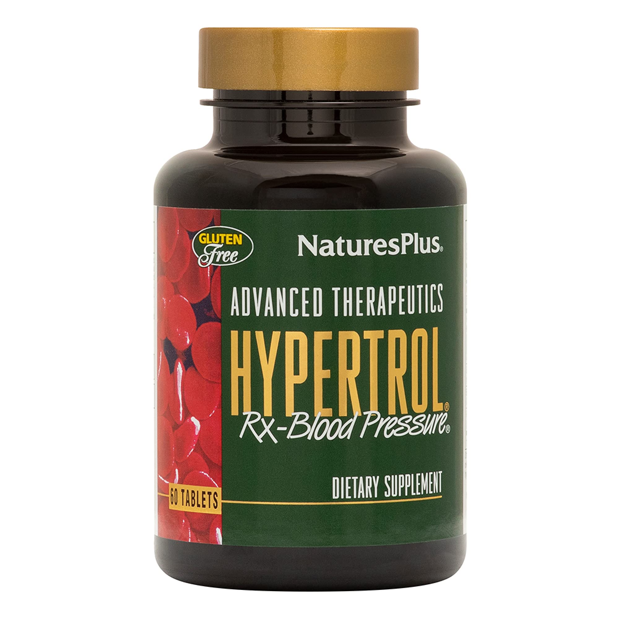 NaturesPlus Hypertrol Rx bottle with tablets for blood pressure support