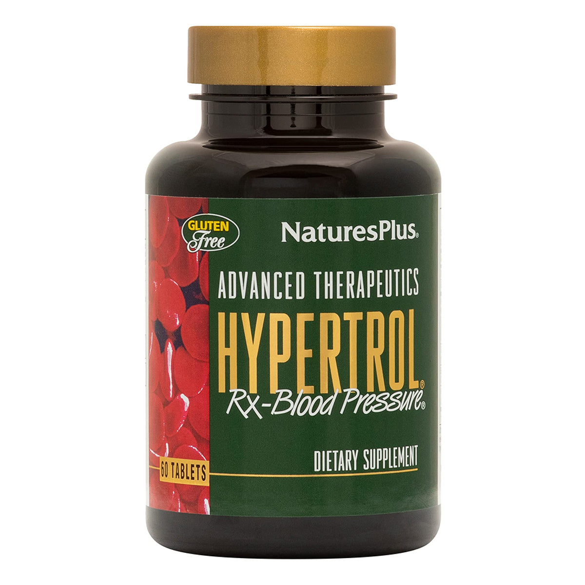 NaturesPlus Hypertrol Rx bottle with tablets for blood pressure support