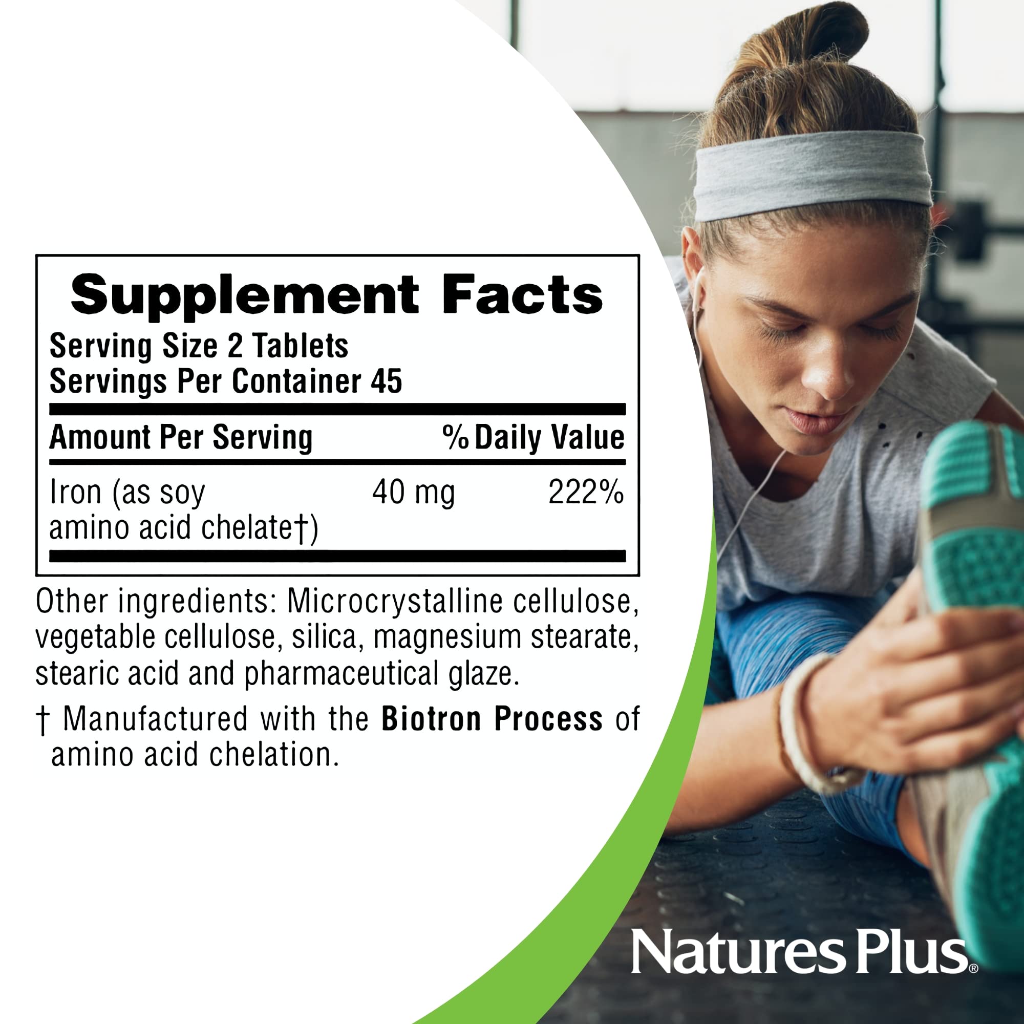 NaturesPlus Iron bottle on kitchen counter for easy daily use