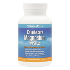 NaturesPlus KalmAssure magnesium bottle front showing label for relaxation support