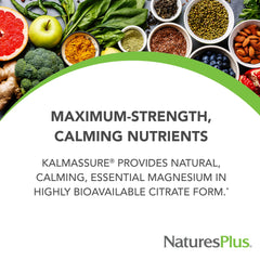 NaturesPlus KalmAssure orange powder in glass shows a flavor-ready mix.
