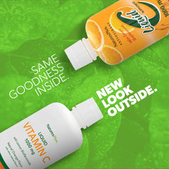 NaturesPlus Liquid Vitamin C 1000 mg pour into glass for easy mixing.