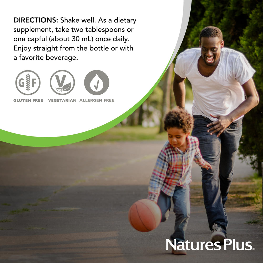 NaturesPlus daily dosing setup indicating 30 servings per bottle.