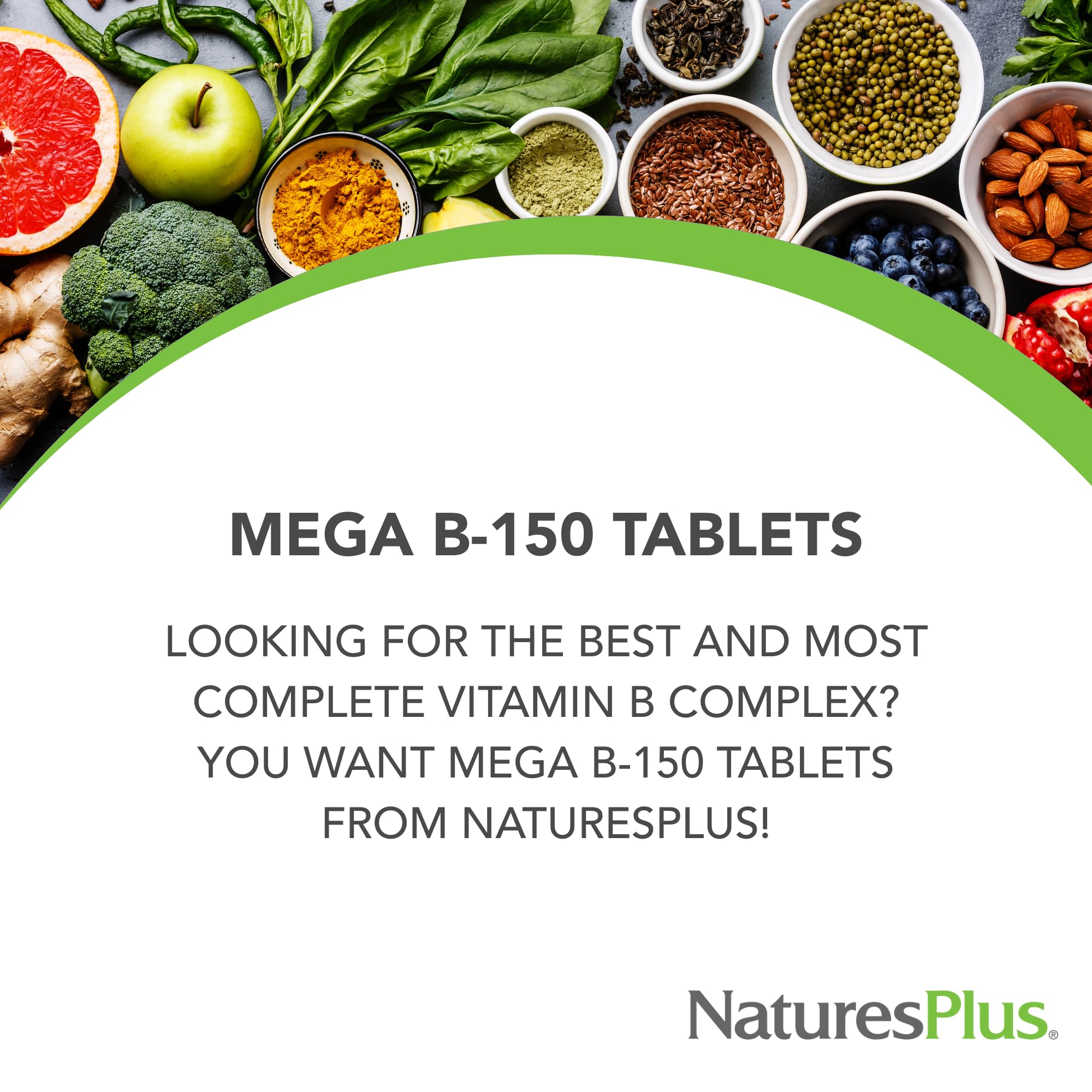 NaturesPlus Mega B-150 Complex label with gluten-free certification