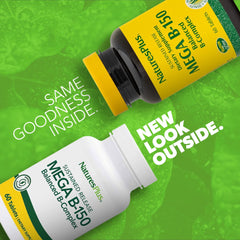 NaturesPlus Mega B-150 bottle back label detailing ingredients and dosage information