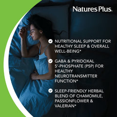 NaturesPlus 3 mg melatonin bilayer tablet close up highlighting chamomile blend