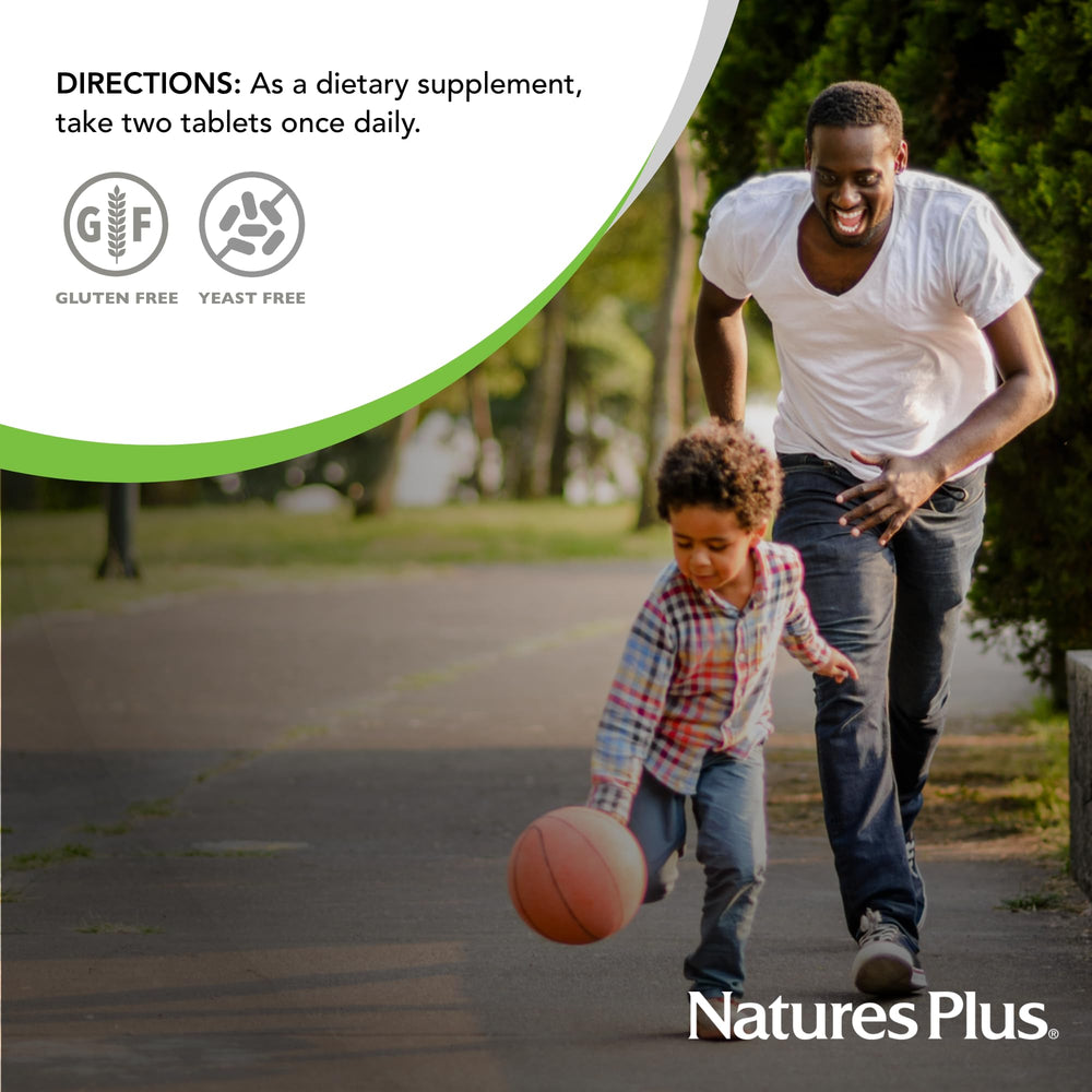 NaturesPlus Men's Ultra Hair Plus in hand suggests on-the-go daily support.