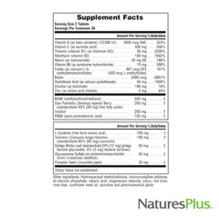 NaturesPlus packaging box shows gluten-free label and serving info.