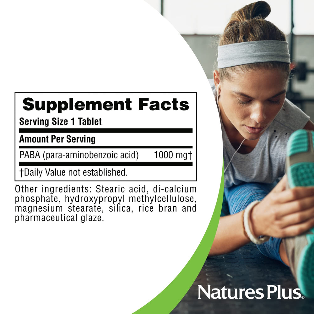 NaturesPlus PABA on a morning routine tray for energy.