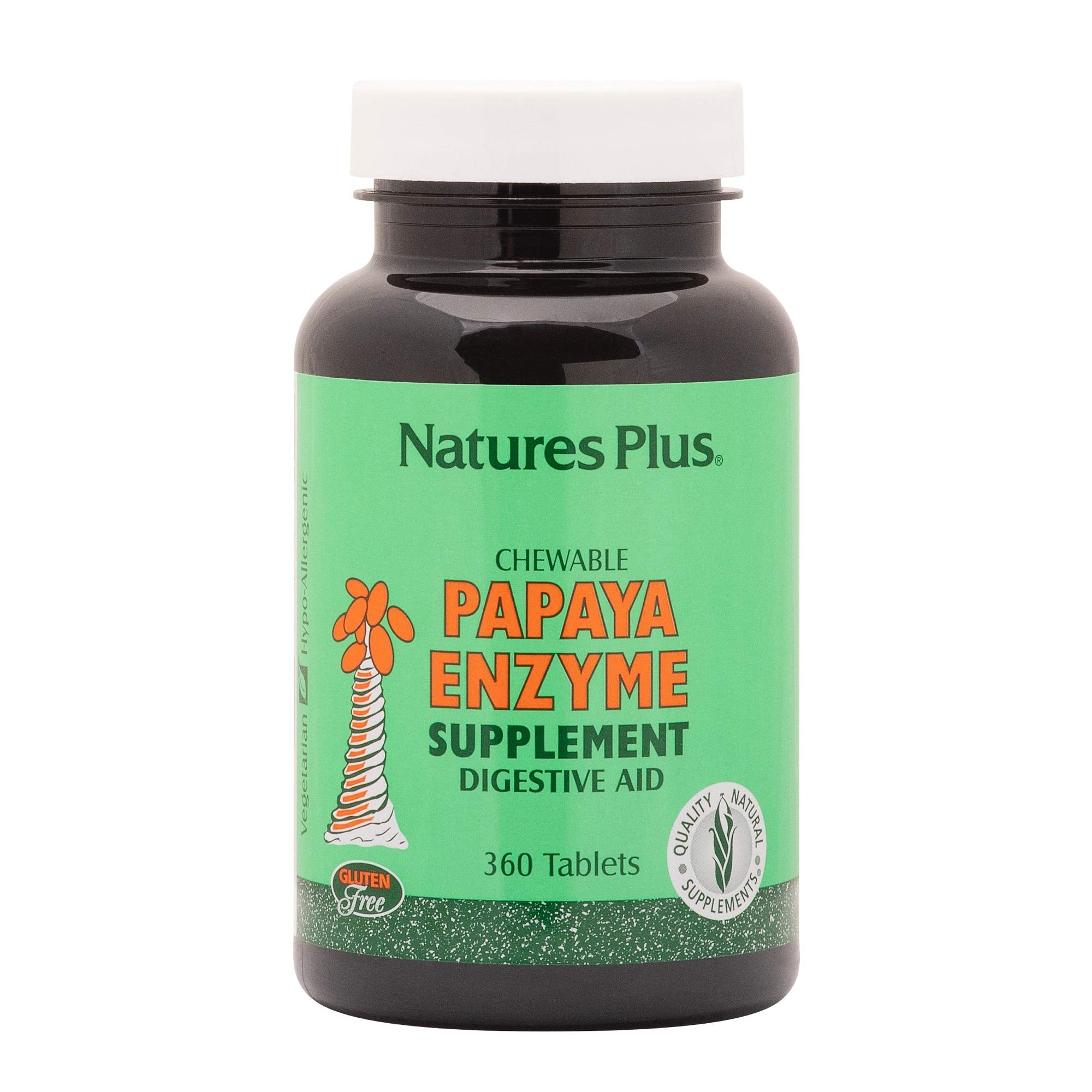 NaturesPlus Papaya Enzyme bottle-front supports digestion after meals