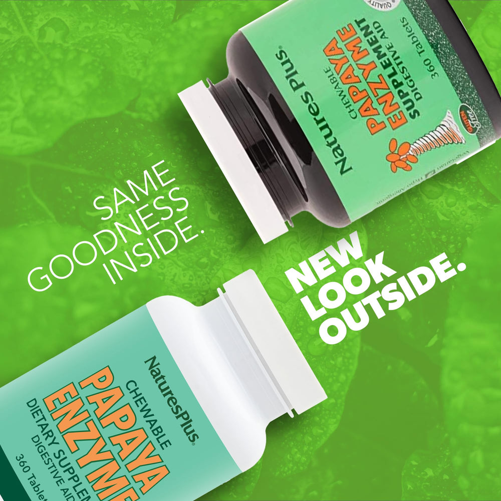 NaturesPlus Papaya Enzyme label-closeup highlights papain and enzyme blend