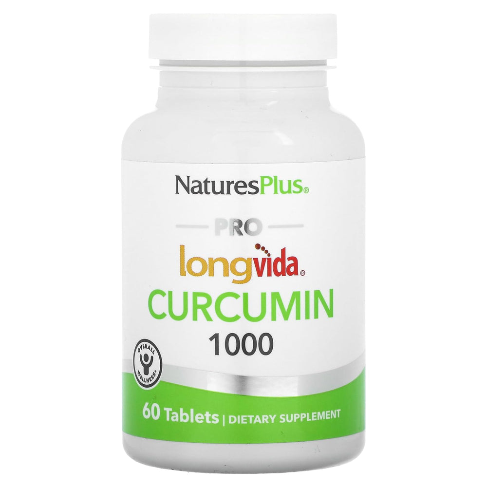 NaturesPlus PRO Longvida Curcumin 1000 mg bottle supports daily wellness with premium packaging