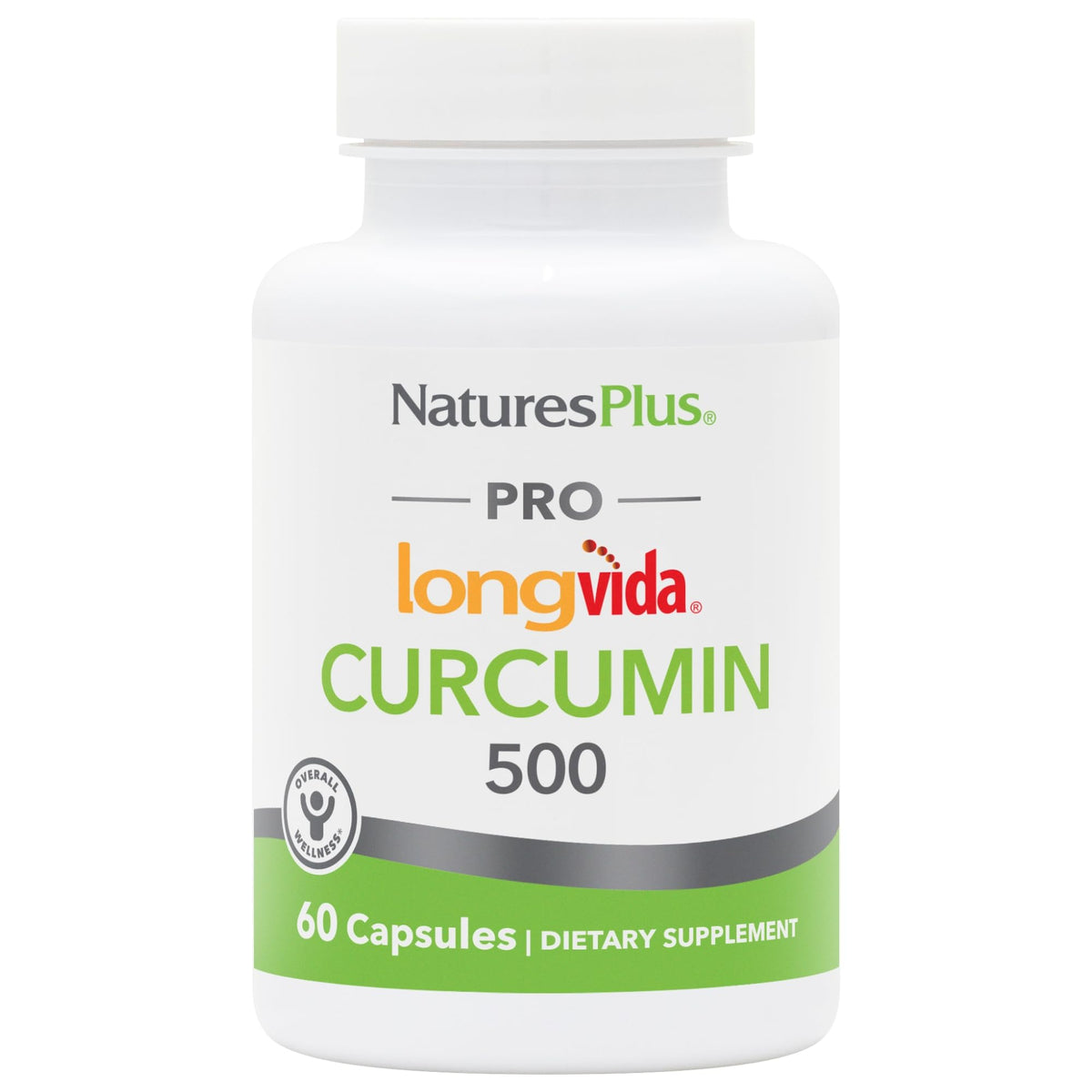 NaturesPlus PRO Longvida Curcumin 500 mg bottle front for antioxidant-support potential