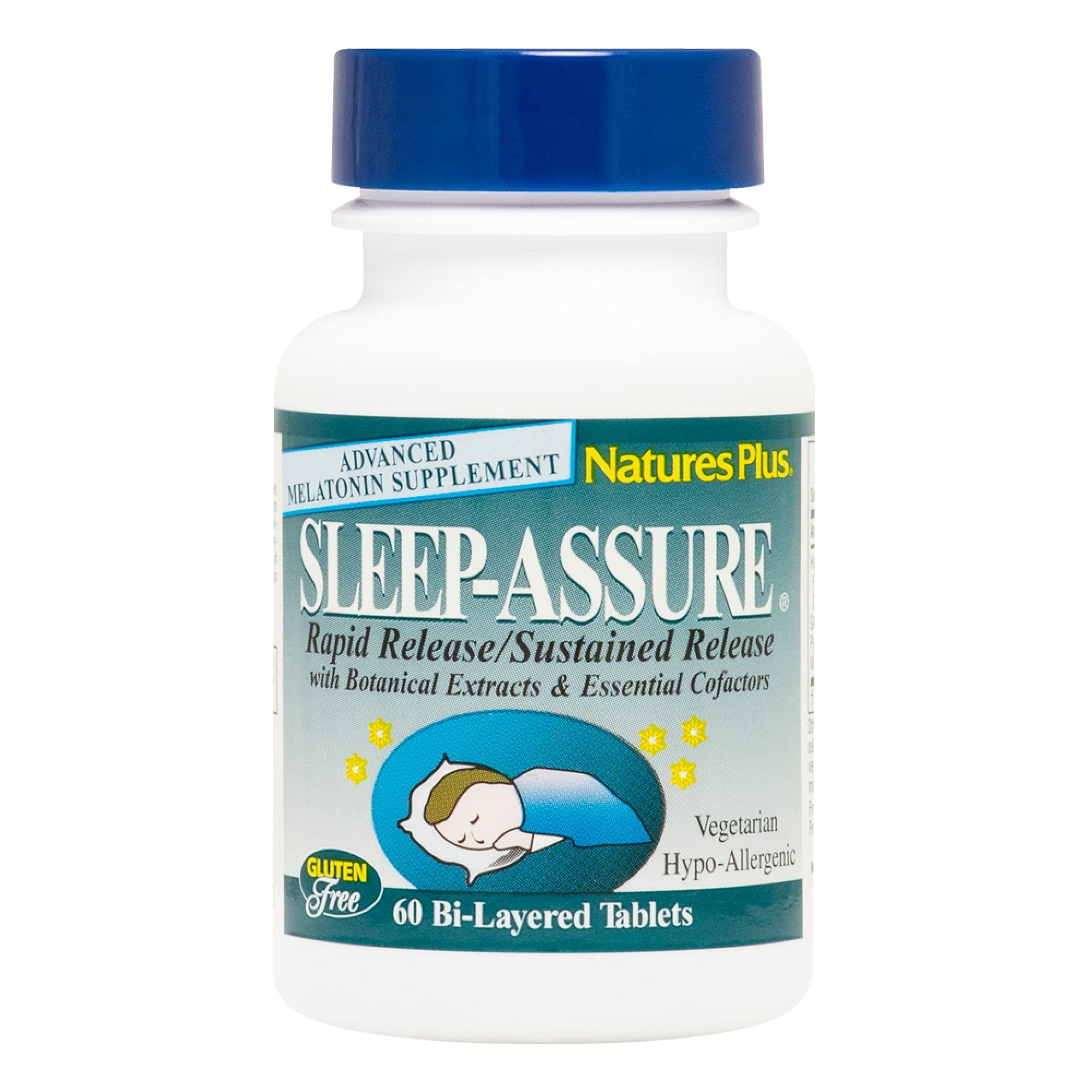NaturesPlus Rapid & Sustained Release melatonin bilayered tablets bottle for sleep support