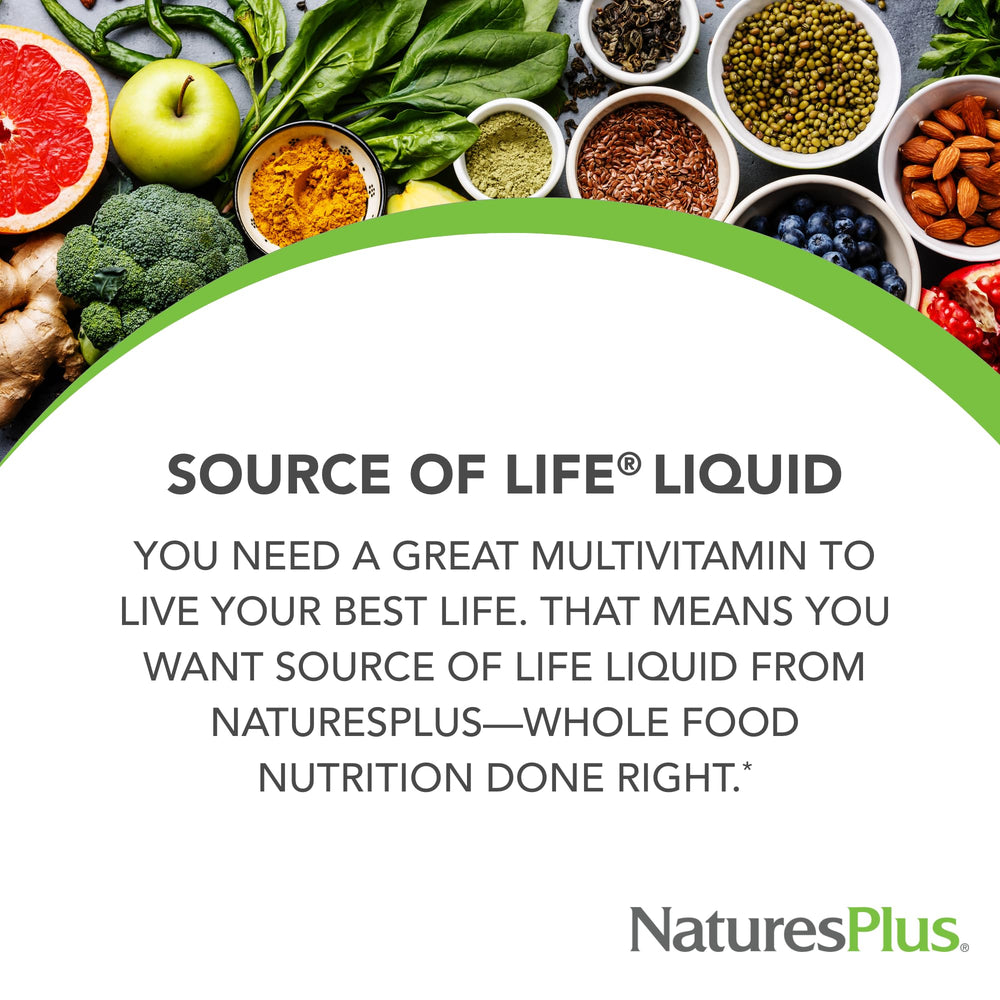 NaturesPlus Source of Life Liquid tropical fruit pour, easy mix with water for busy mornings