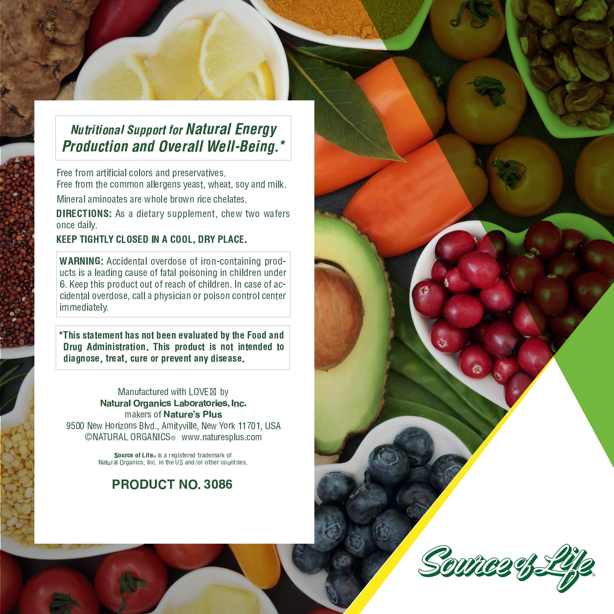 Gluten-free, hypoallergenic Source of Life formula on packaging.