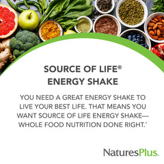 NaturesPlus Source of Life Energy Shake bottle front view emphasizes product branding