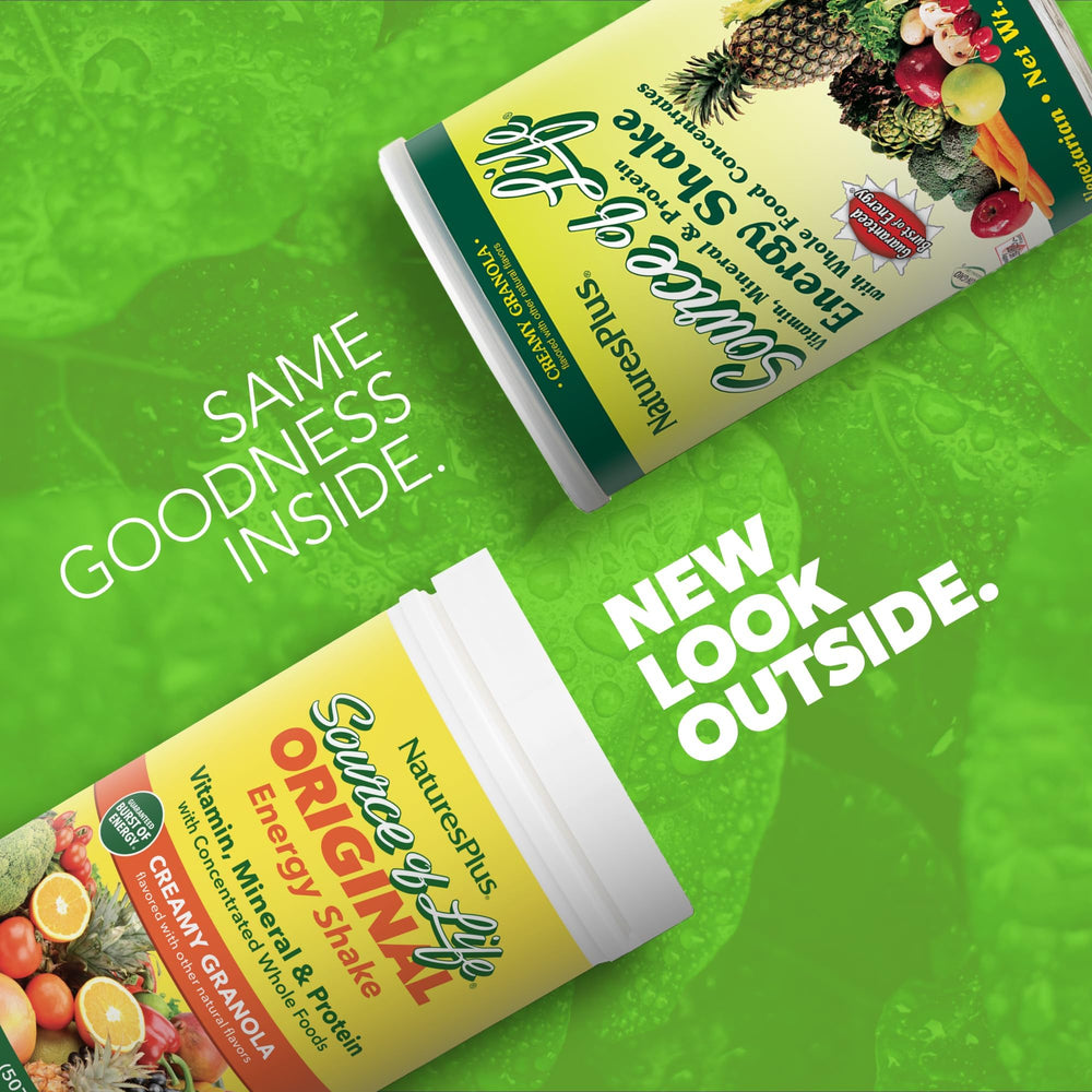 NaturesPlus Source of Life Energy Shake creamy granola swirl highlights rich texture