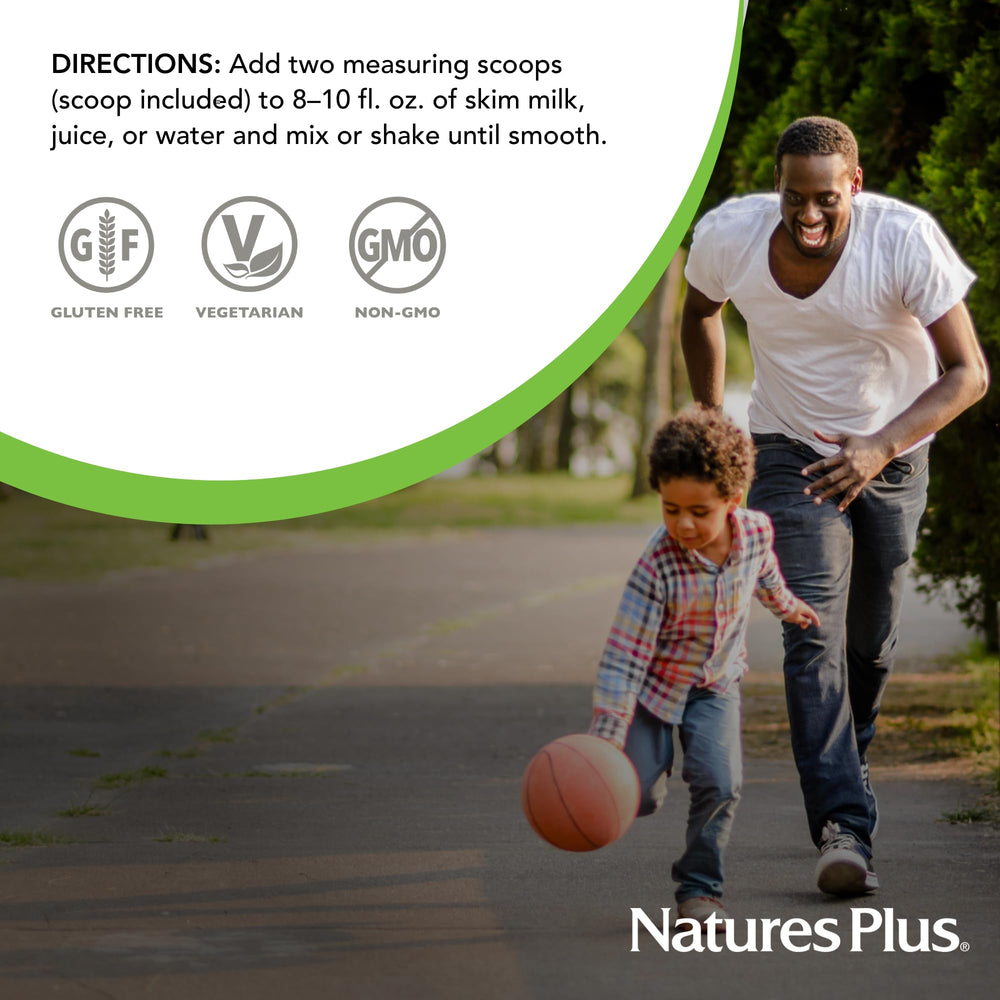 NaturesPlus Source of Life Energy Shake outer packaging shows nutrition panel for informed choices.