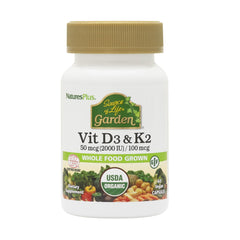 NaturesPlus Source of Life Garden D3K2 capsules bottle close-up supporting bone health