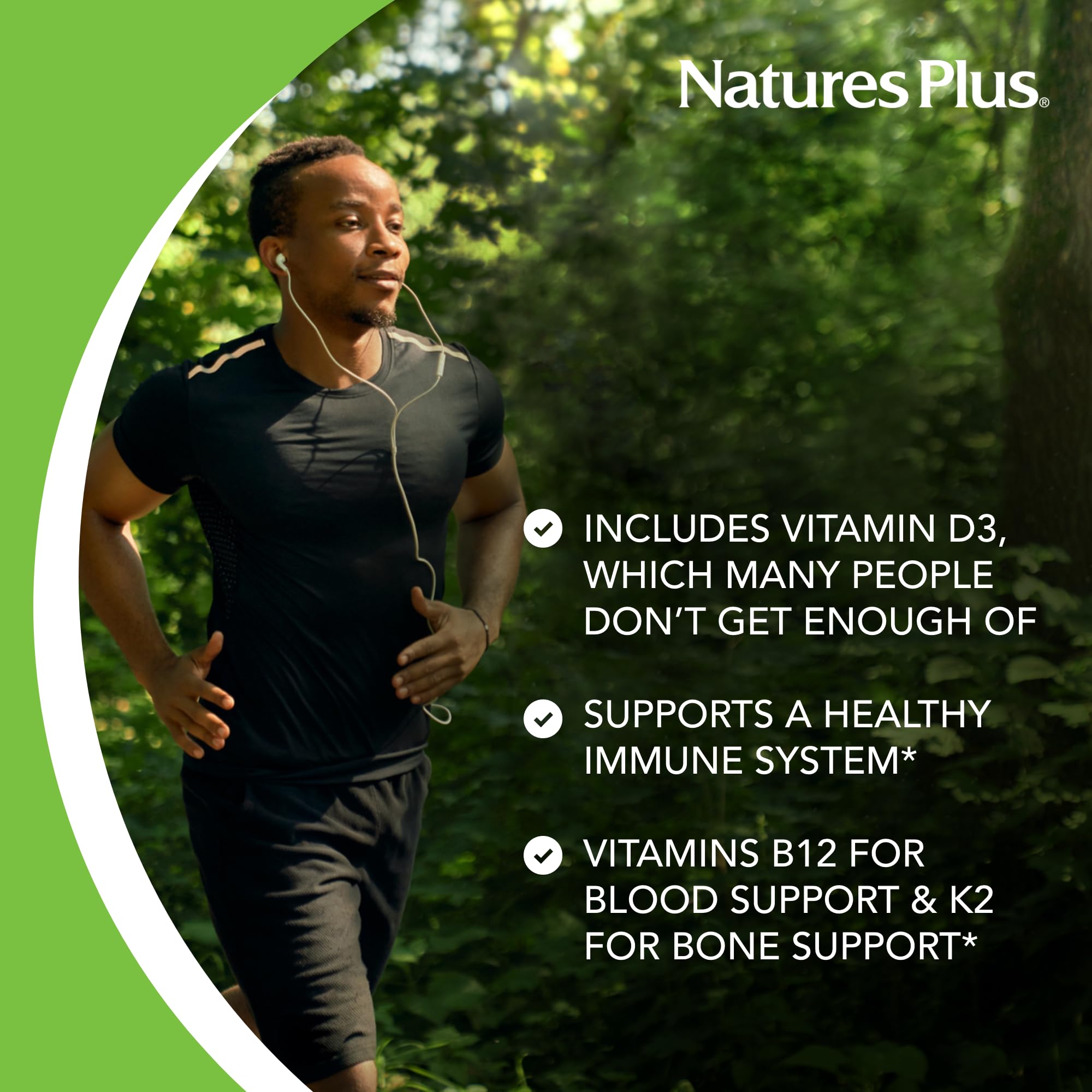 NaturesPlus Source of Life Gold label detail, showcasing D3 and B12 ingredients.