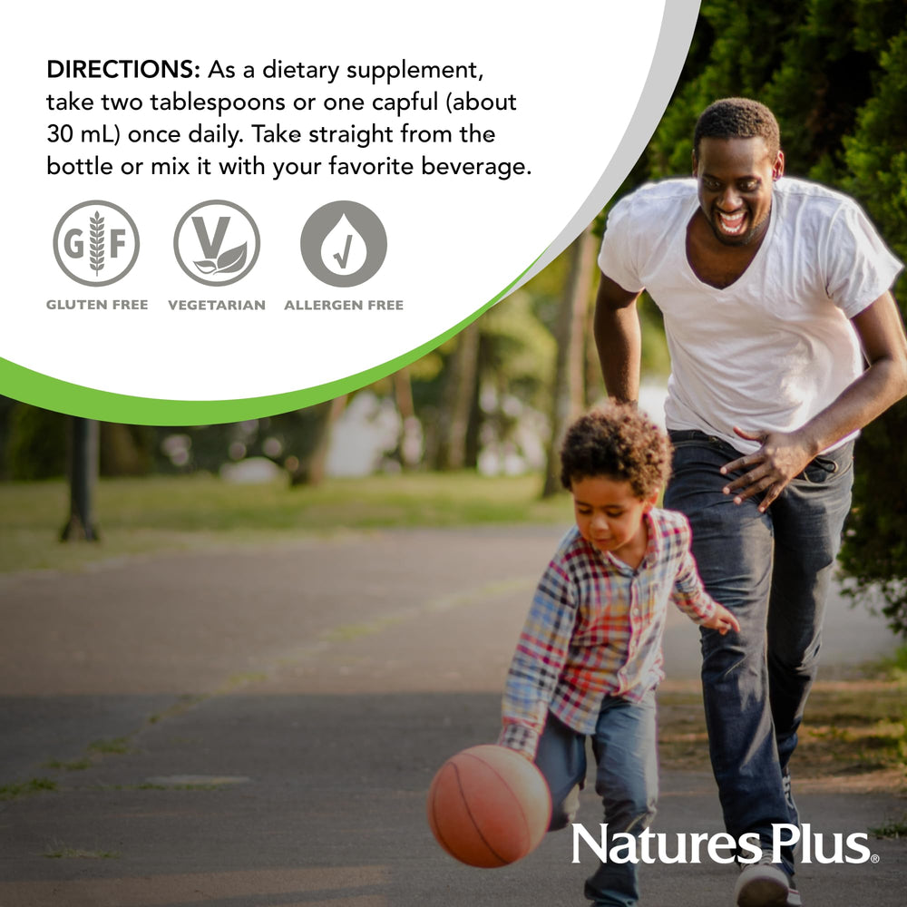 NaturesPlus Source of Life Gold Liquid measuring dropper ready for daily nutrition.