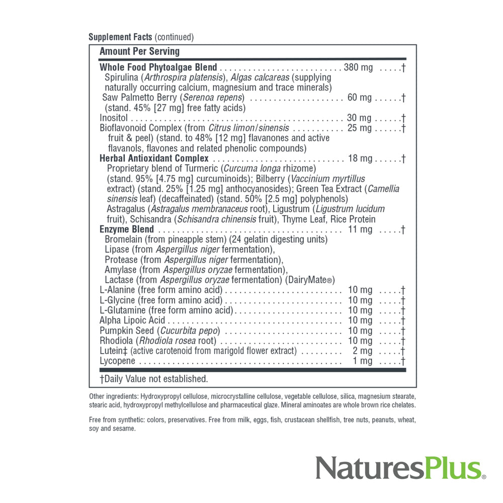 Spirulina component in NaturesPlus Source of Life Men multivitamin.