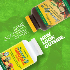 Back view of bottle highlights gluten-free, vegetarian formula for everyday wellness