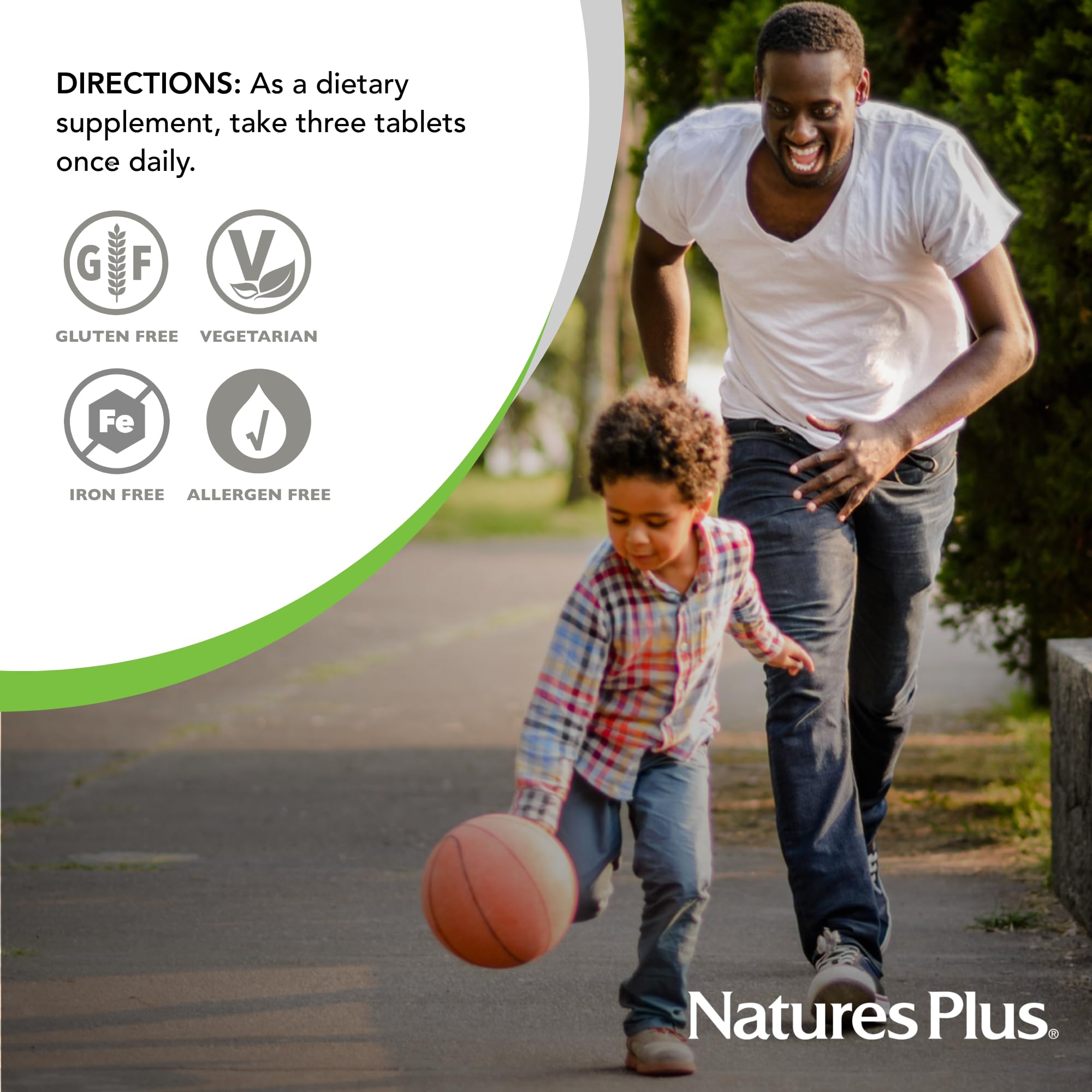 Morning routine with NaturesPlus Source of Life No Iron tablets in daily use