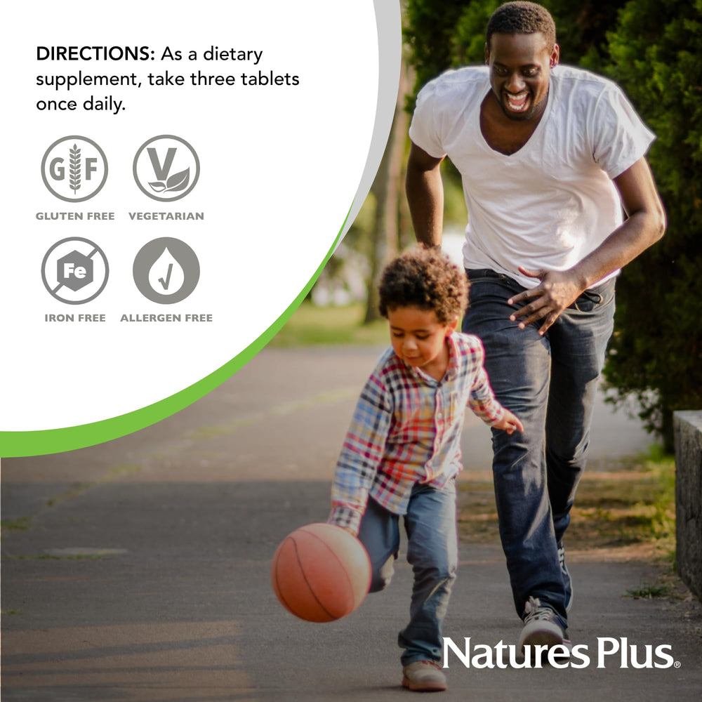 Morning routine with NaturesPlus Source of Life No Iron tablets in daily use