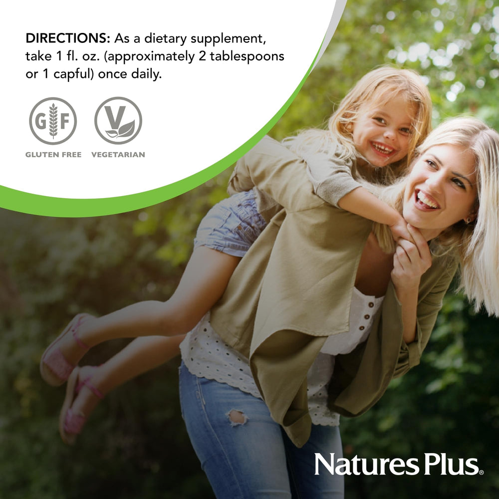 Ready-to-use dose of NaturesPlus Source of Life Prenatal Liquid with quick dispense
