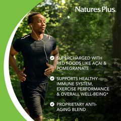 NaturesPlus Source of Life RED packaging highlights gluten-free, vegetarian formula.