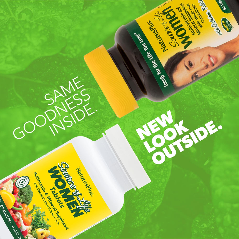 NaturesPlus Source of Life Women tablets for convenient daily multivitamin support.