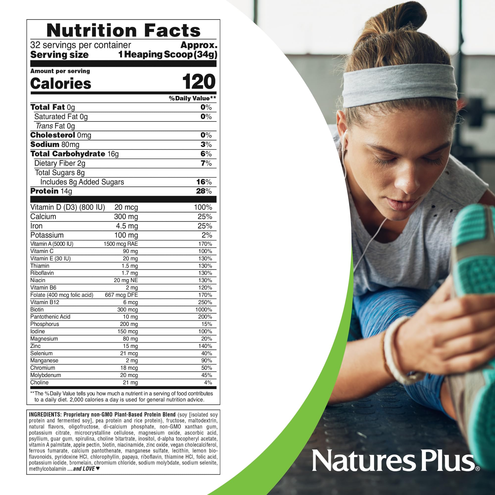 Packaging with gluten-free and non-GMO badges on SPIRU-TEIN