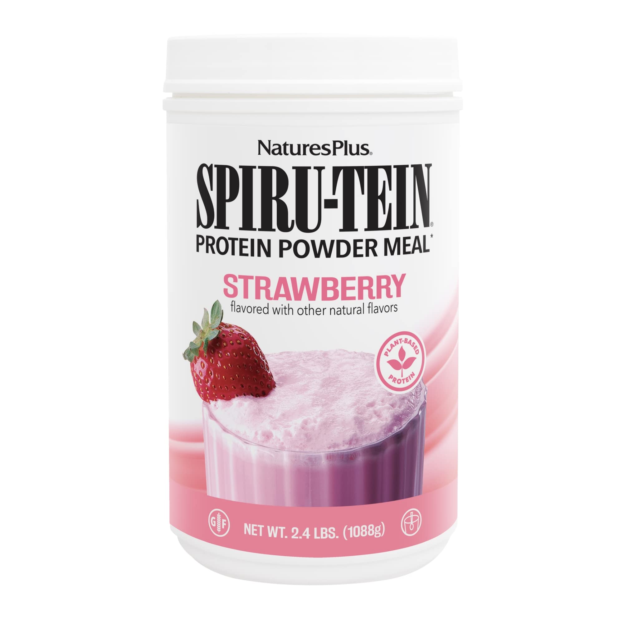 NaturesPlus SPIRU-TEIN Strawberry bottle for on-the-go protein support